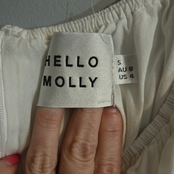 Hello Molly Elegant White Mini Dress Boho Cottagecore Ruffle Whimsical Flowy - Picture 3 of 5